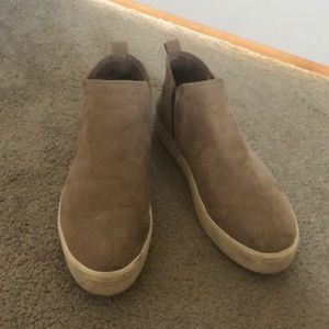 brown velvet platform shoes